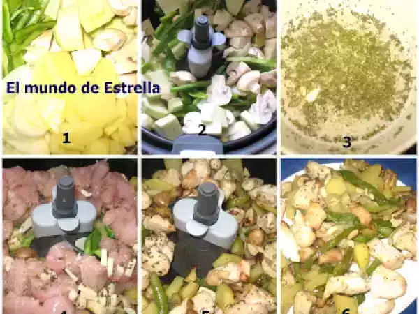Receta Pollo con verduras en actifry