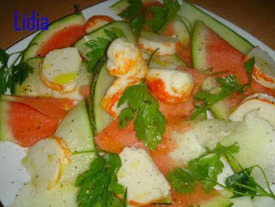 Receta Ensalada de melón, sandia y surimi de langosta