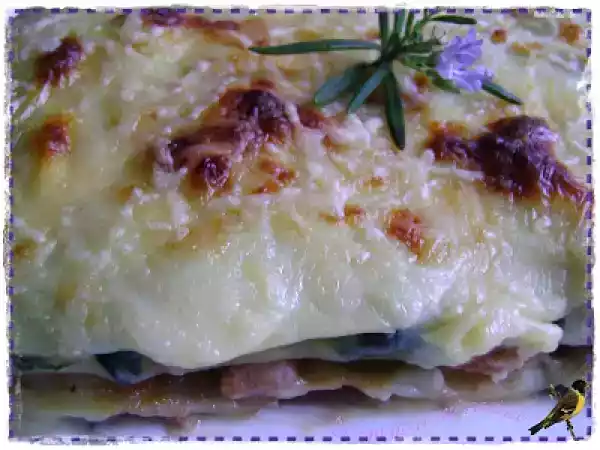 Receta Lasaña de carne, espinacas y berenjena