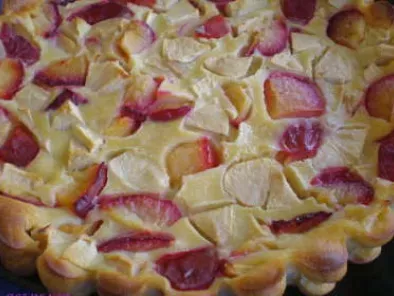 Receta Tarta manzanas-ciruelas rojas