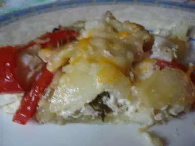 Receta Tarta de bacalao, patatas y pimientos