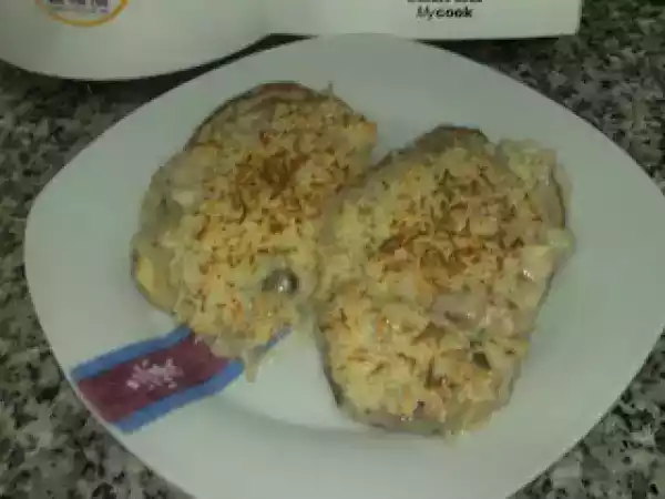 Receta Berengenas rellenas de pulpo, mejillones y gambas