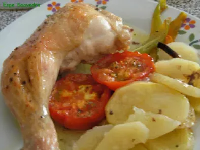 Receta Muslos de pollo asados con verduras