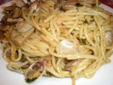 Receta Espaguetis con setas y chirlas