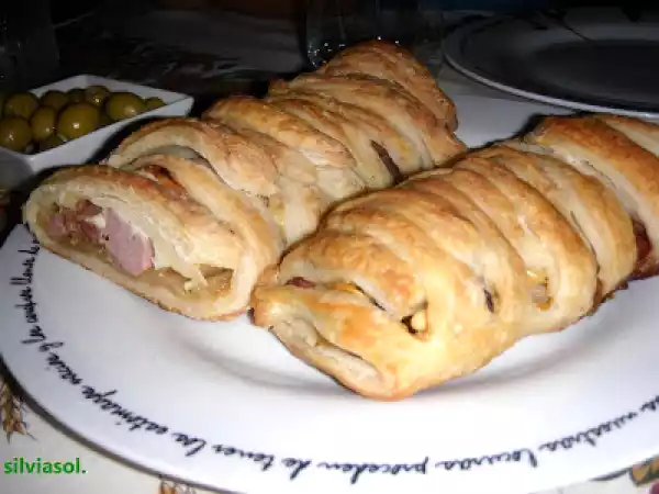 Receta Trenza de hojaldre salado.