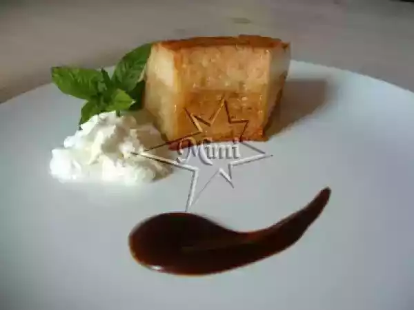 Receta Corona de flan de huevo y bizcocho con naraja confitada