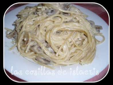 Receta Spaguettis con champiñones al queso azul