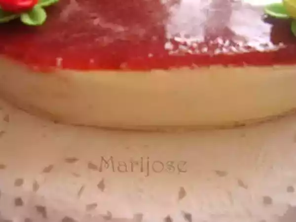 Receta Tarta de queso y cuajada con cobertura de mermelada...