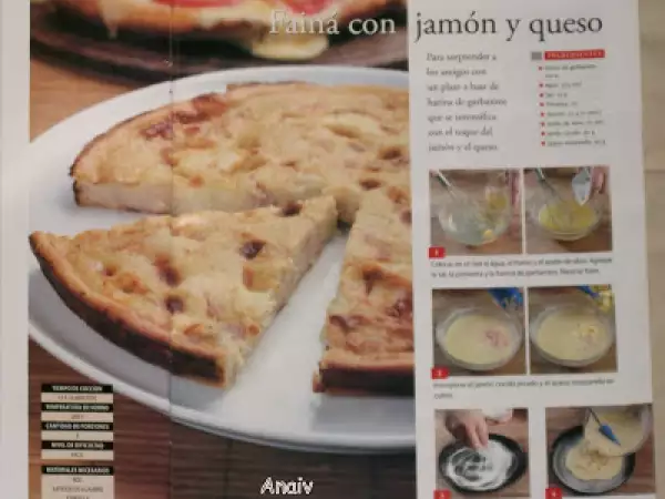 Receta Faina - farinata - con jamon y queso