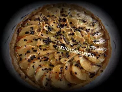 Receta Pastis de poma amb crema d´ametlles. ( pastel de manzana con crema de almendras).