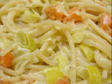 Receta Espaguetis con puerros y zanahorias