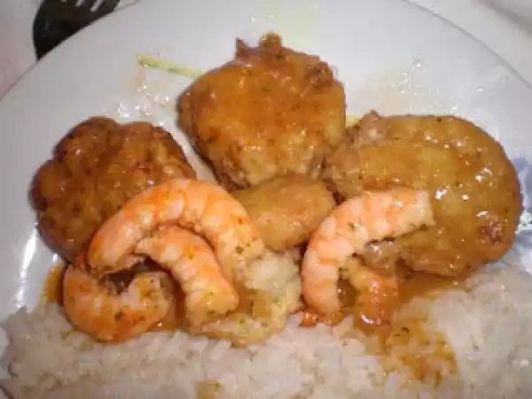 Receta Albóndigas de mero con langostinos