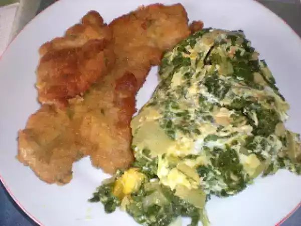 Receta Acelgas rehogadas con filete empanado