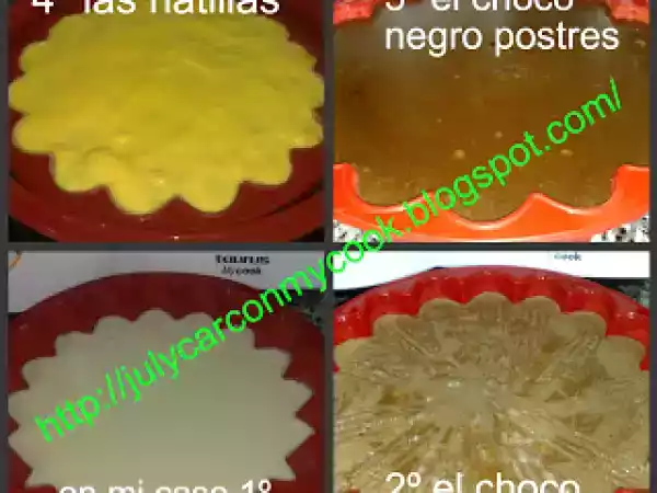 Receta Tarta tres chocolates con base de natillas