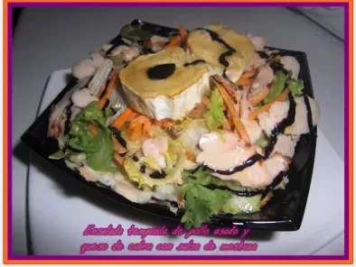 Receta Ensalada templada de pollo asado y queso de cabra con salsa de mostaza
