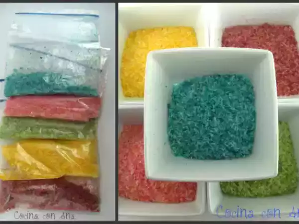 Receta Bolitas de coco multicolor