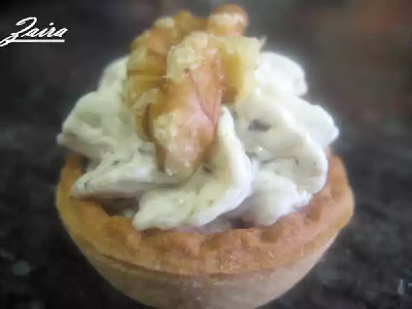Receta Cestitas de crema de queso con nueces