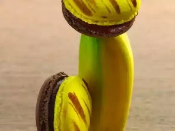Receta Macarrón de banana split (christophe michalak)
