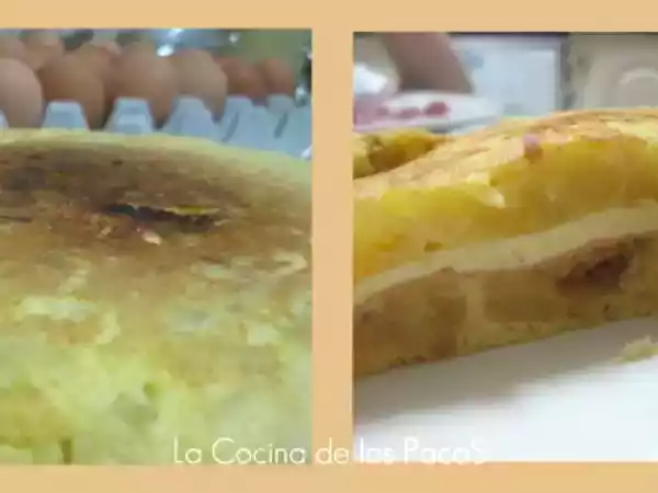 Receta Tortilla de patata rellena de jamón y queso