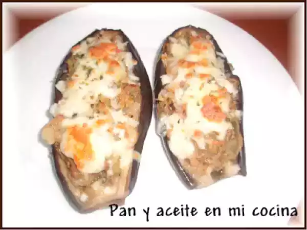 Receta Berenjenas rellenas de atún y gambas