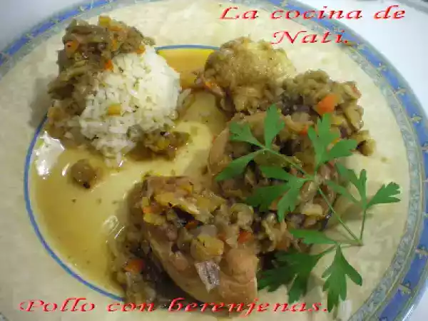 Receta Pollo con berenjenas.