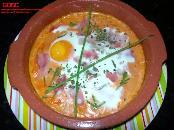Receta Huevos al horno con jamón cocido