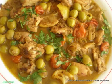 Receta Tajine de pollo-aceitunas-limon / tajine de poulet aux olives et au citron