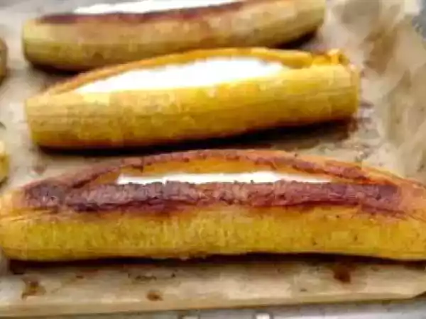 Receta Plátanos al horno rellenos