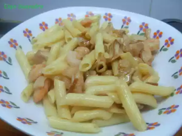 Receta Macarrones con gambas y boletus