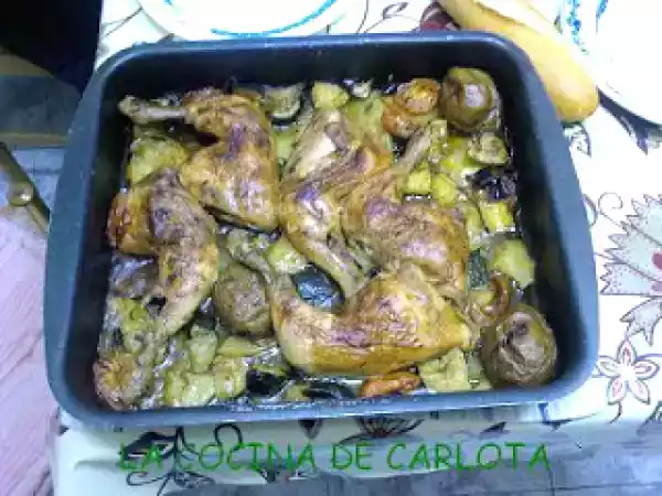 Receta Pollo con verduras al horno facil facil