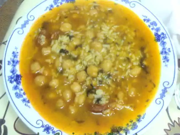 Receta Garbanzos con arroz a mi manera