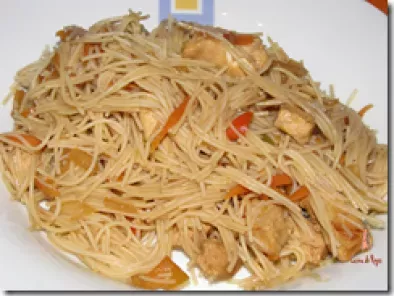 Receta Fideos chinos con verduras y pollo