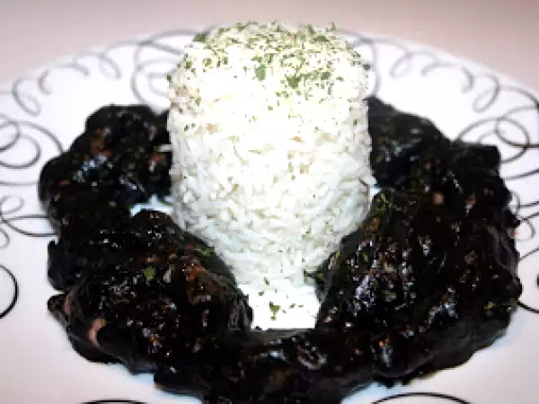 Receta Jibiones en tinta y arroz