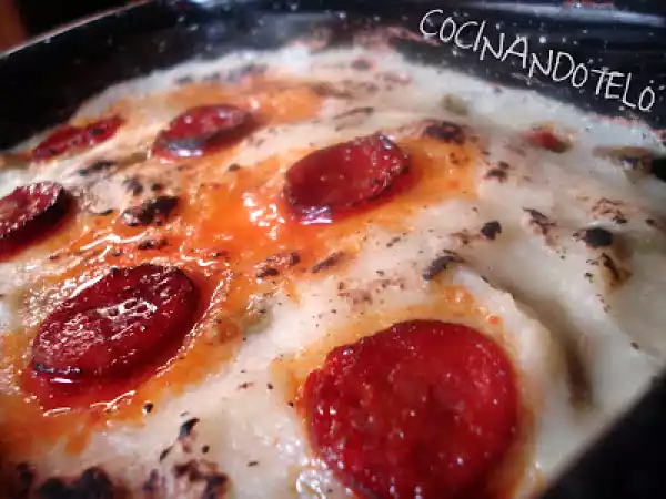 Receta Judias verdes con gratén de patata y chorizo