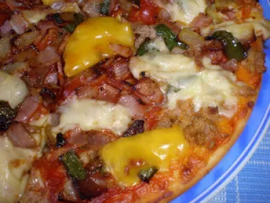 Receta Pizza de pimientos y bacon