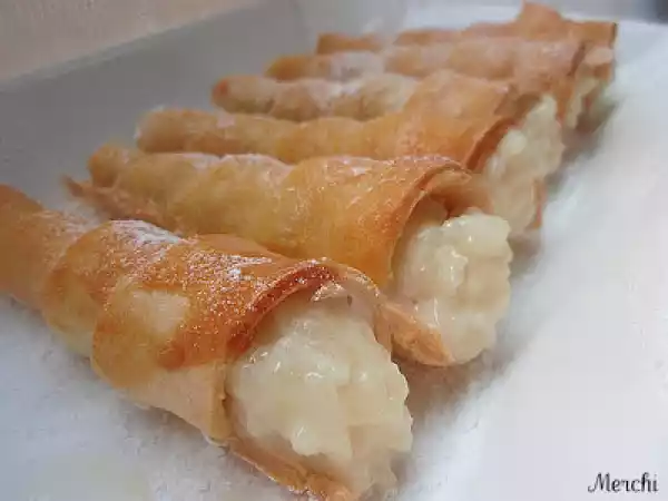 Receta Conos de hojaldre rellenos de arroz con leche
