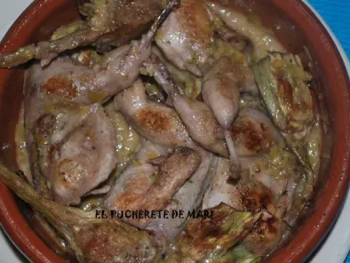 Receta Cazuelita de codornices con alcachofas