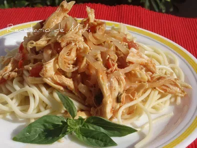 Receta Espaguetis con pollo desmechado