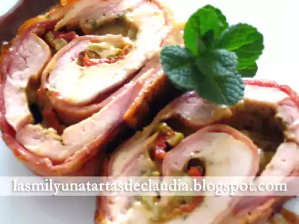 Receta Pollo arrollado relleno