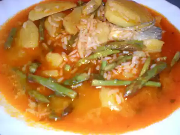 Receta Ajo de patata con bacalao y espárragos trigueros