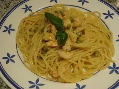 Receta Spaghetti asparagi e gamberoni (espaguetis espárragos y langostinos)