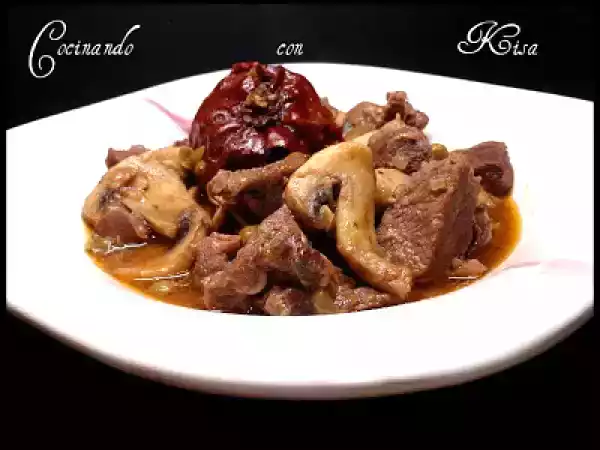 Receta Guiso de ternera con cebolla y champiñones al cava(fussioncook)