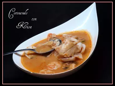 Receta Sopa de marisco con concentrado de pimiento choricero(fussioncook)