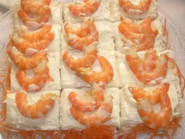 Receta Tarta salada de langostinos