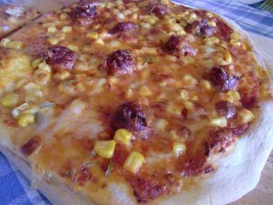 Receta Pizza de maíz y chorizo