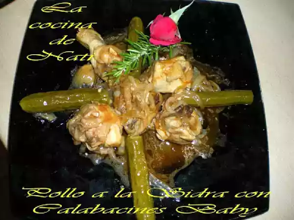 Receta Pollo a la sidra con calabacines baby.
