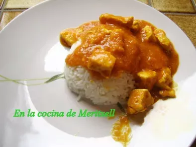 Receta Nuestra cena de hoy, pollo con salsa de coco y curry