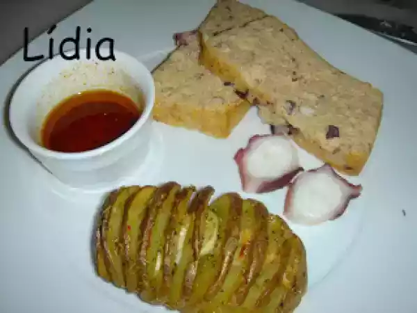 Receta Puding de pulpo con patatas hasselback