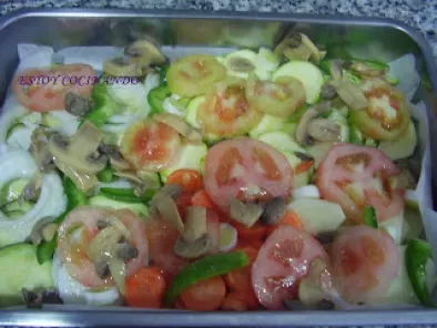 Receta Verduras al horno con bonito y huevo escalfado