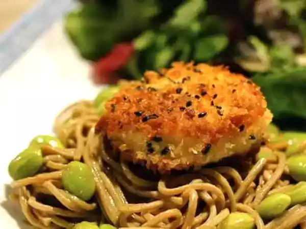 Receta Espagueti integrales con habitas baby y queso de cabra